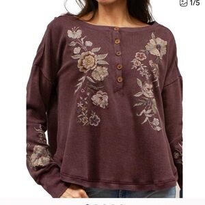 Kyla Seo Embroidered Floral Long Sleeve Top